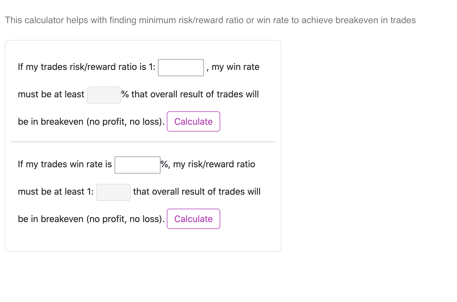 Risk/Reward Calculator - Trading Systems Analysis